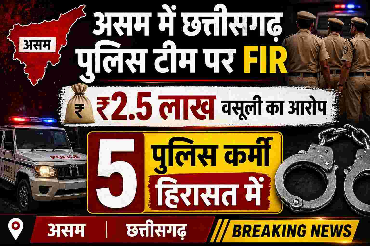  बड़ा बवाल: छत्तीसगढ़–असम पुलिस आमने-सामने,राजधानी के टीआई समेत पुलिस टीम को आरोपियों की तरह थाने में बिठाया एफआईआर भी दर्ज. 