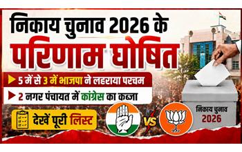 छत्तीसगढ़ निकाय चुनाव 2026 के नतीजे घोषित, 5 में से 3 निकायों में भाजपा की जीत, 2 पर कांग्रेस का कब्जा