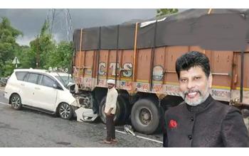 हाईवे पर हादसे का शिकार हुए भाजपा प्रदेश अध्यक्ष किरण सिंह देव, ट्रक में घुसी कार