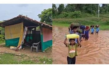 विकास के दावों की खुली पोल: कहीं झोपड़ी में संचालित हो रही आंगनबाड़ी, तो कहीं पुल के अभाव में कमरभर पानी पार कर स्कूल पहुंचने को मजबूर बच्चे; जिम्मेदारों ने दी सफाई