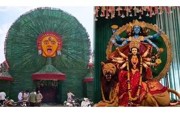 कांतारा थीम पर सजा मां दुर्गा का पंडाल, बांस की कलाकृति में दिखी बस्तर की संस्कृति